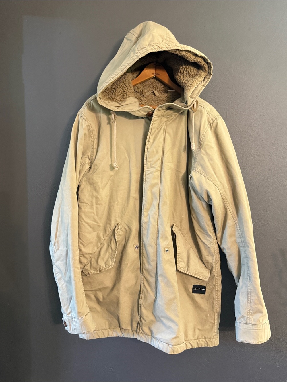 Quiksilver Men's Tan Sherpa-Lined Field Jacket Longer
